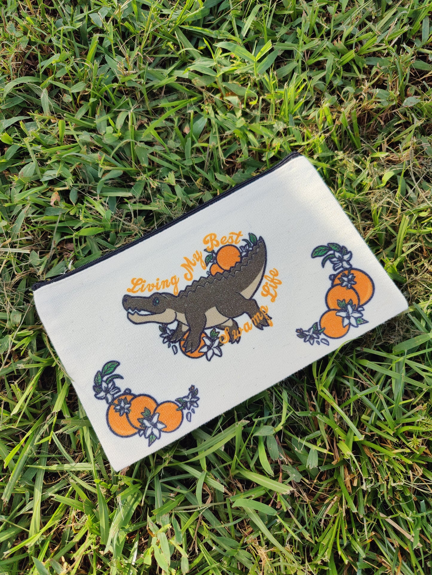 "Living My Best Swamp Life" Crocodile Zipper Pouch