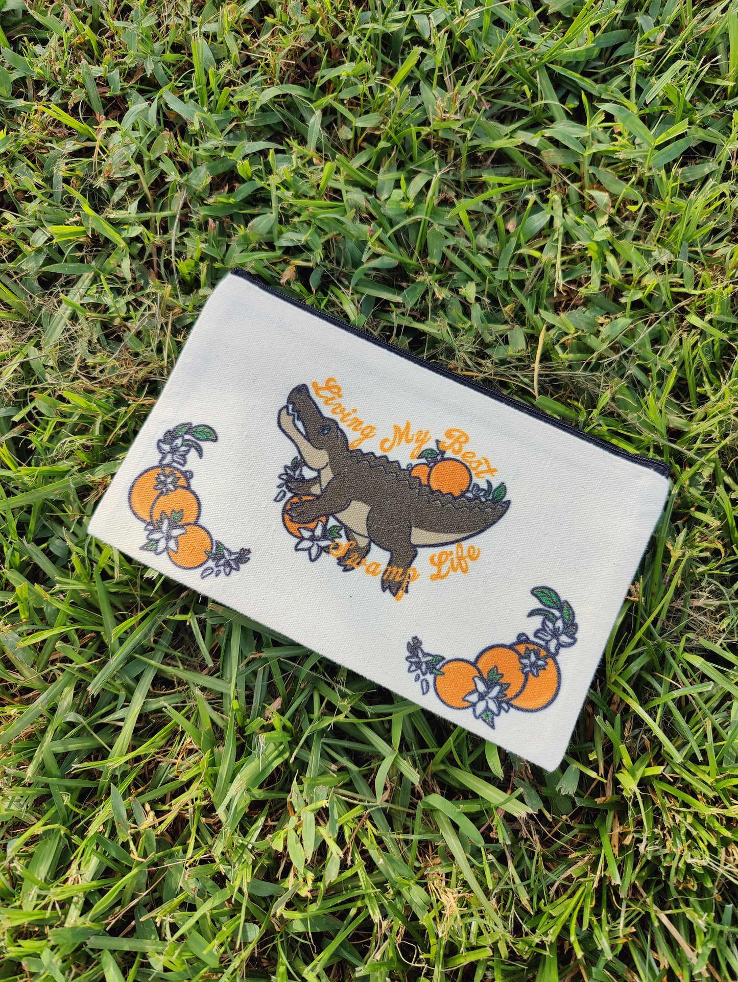 "Living My Best Swamp Life" Crocodile Zipper Pouch