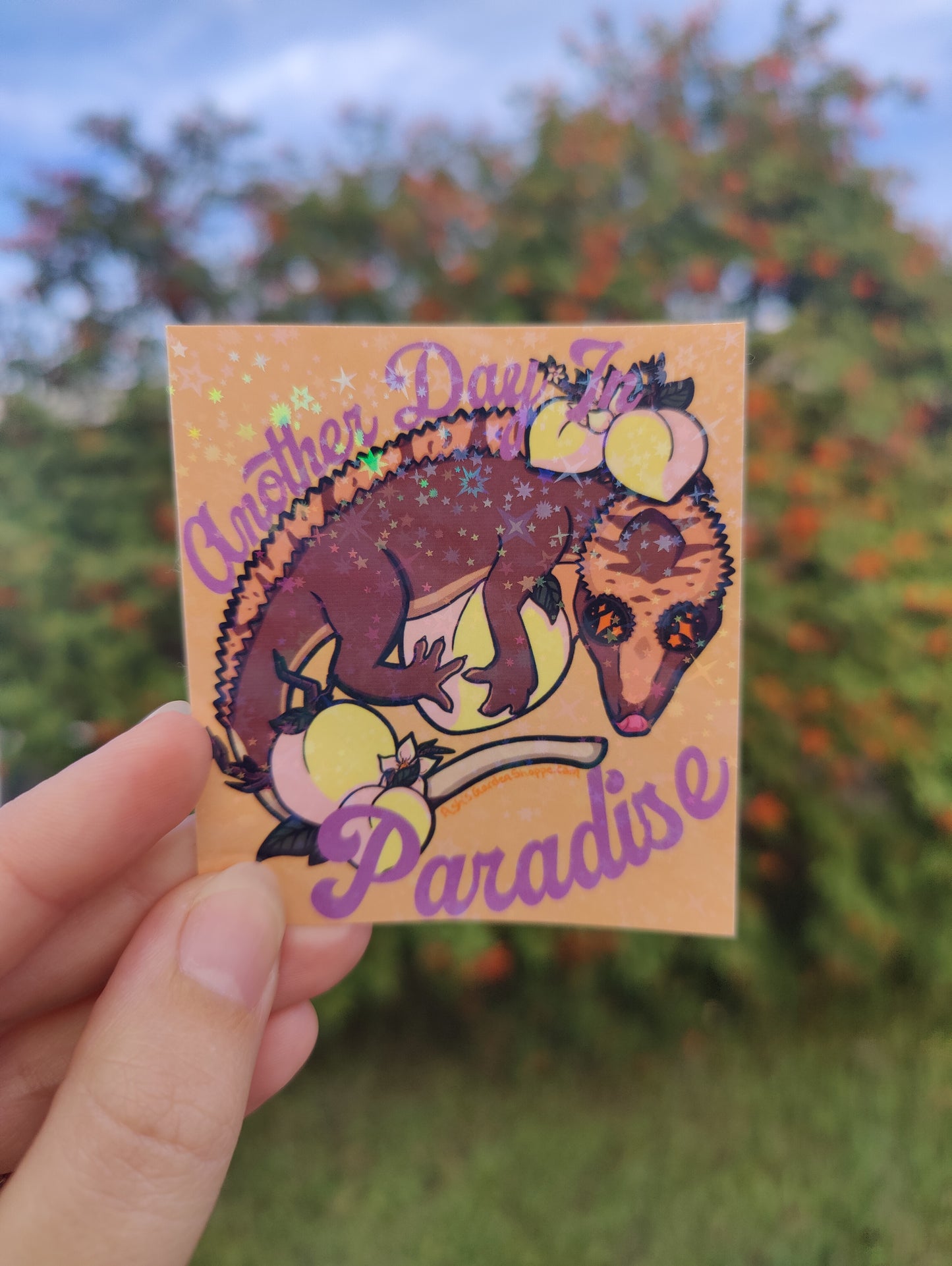 "Another Day In Paradise" Crested Gecko 3" Holographic Sticker
