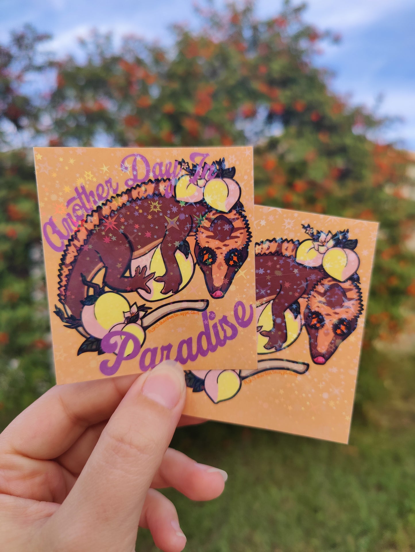 "Another Day In Paradise" Crested Gecko 3" Holographic Sticker
