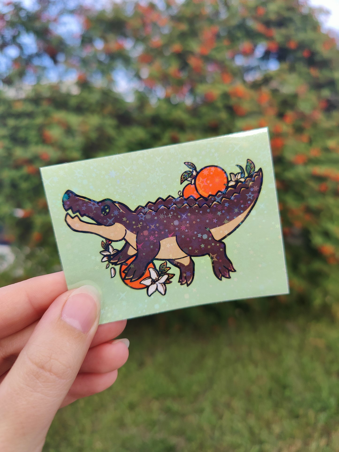 "Living My Best Swamp Life" Alligator 3" Holographic Sticker