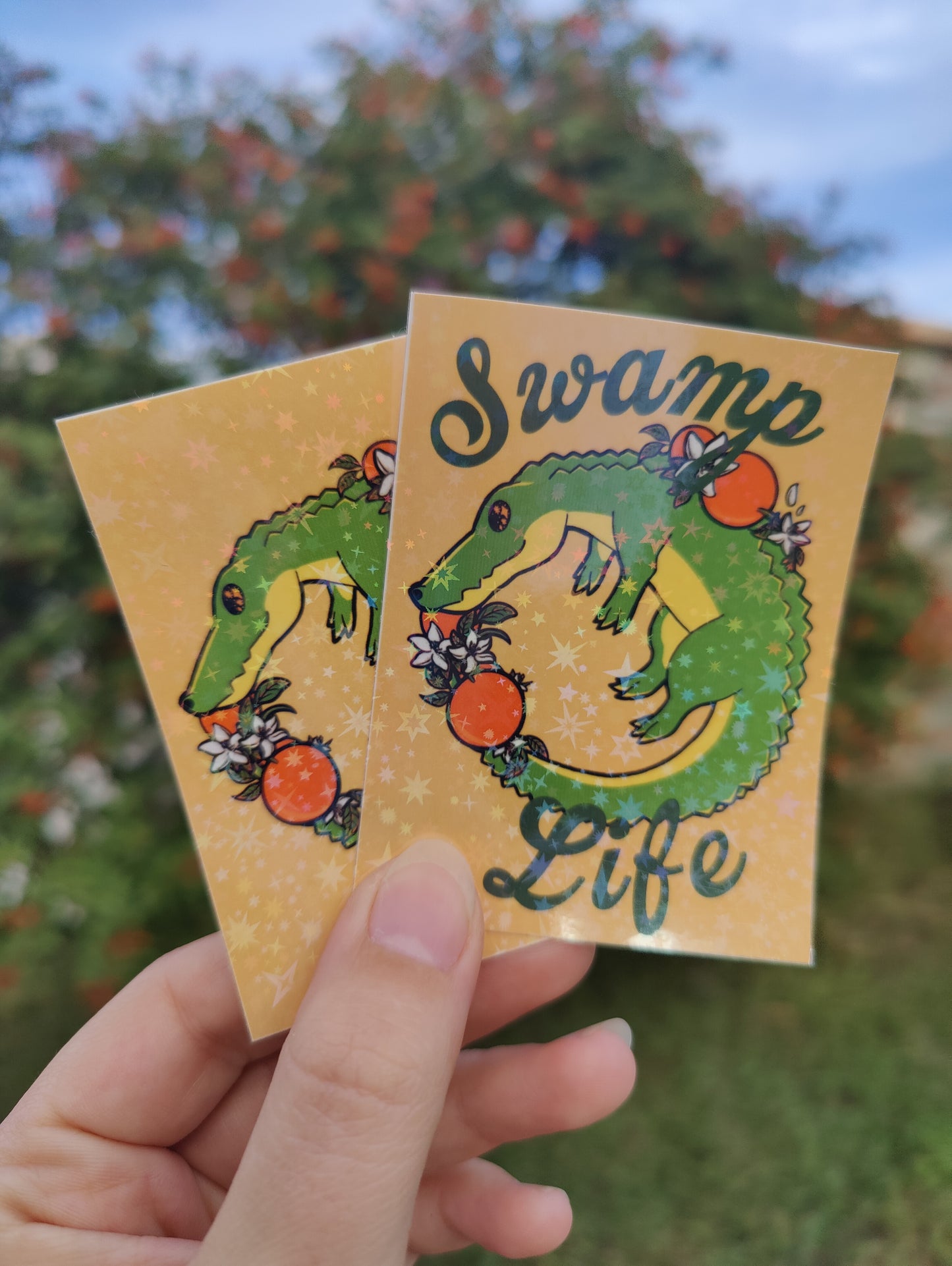 "Swamp Life" Alligator 3" Holographic Sticker