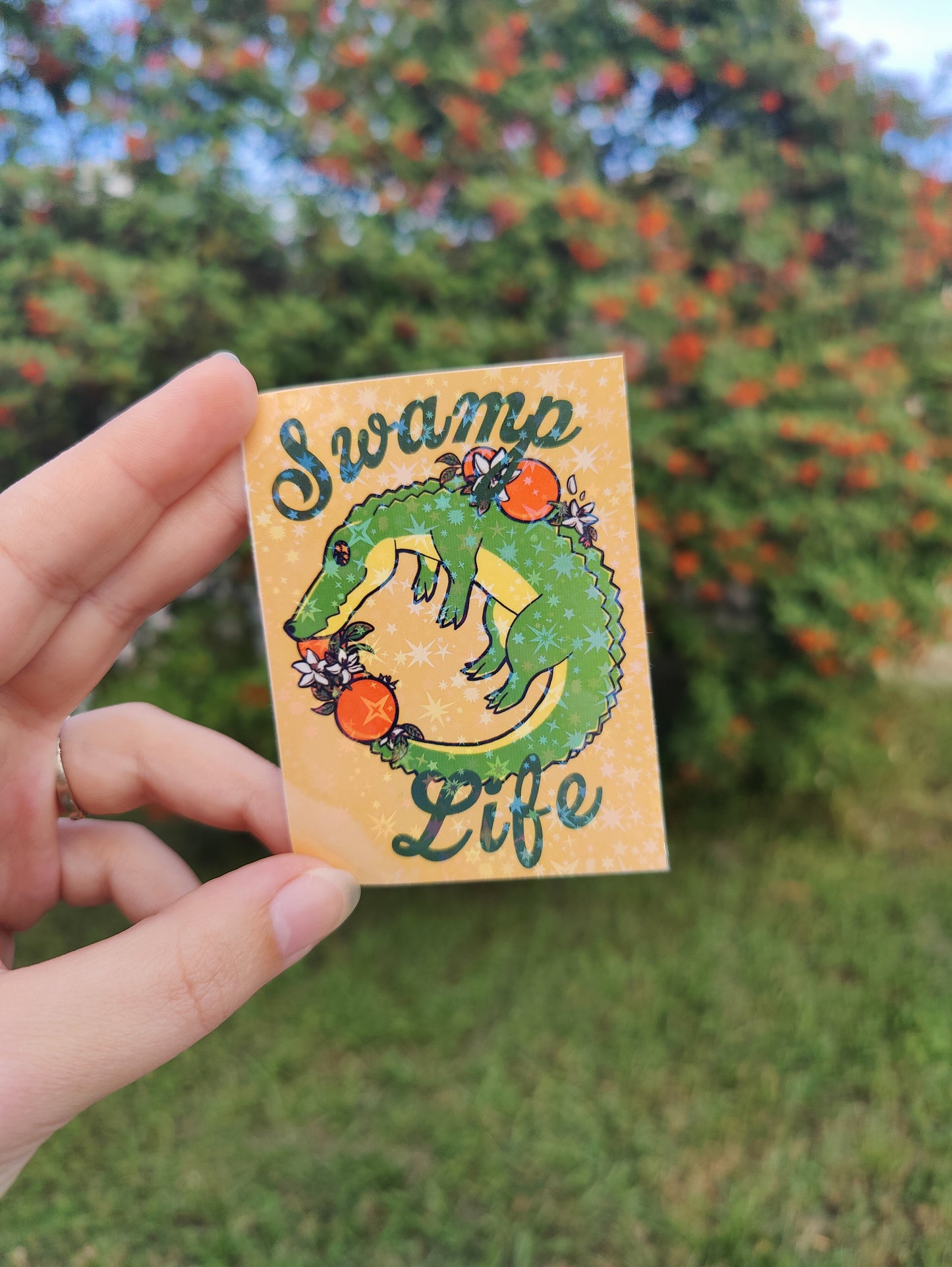 "Swamp Life" Alligator 3" Holographic Sticker