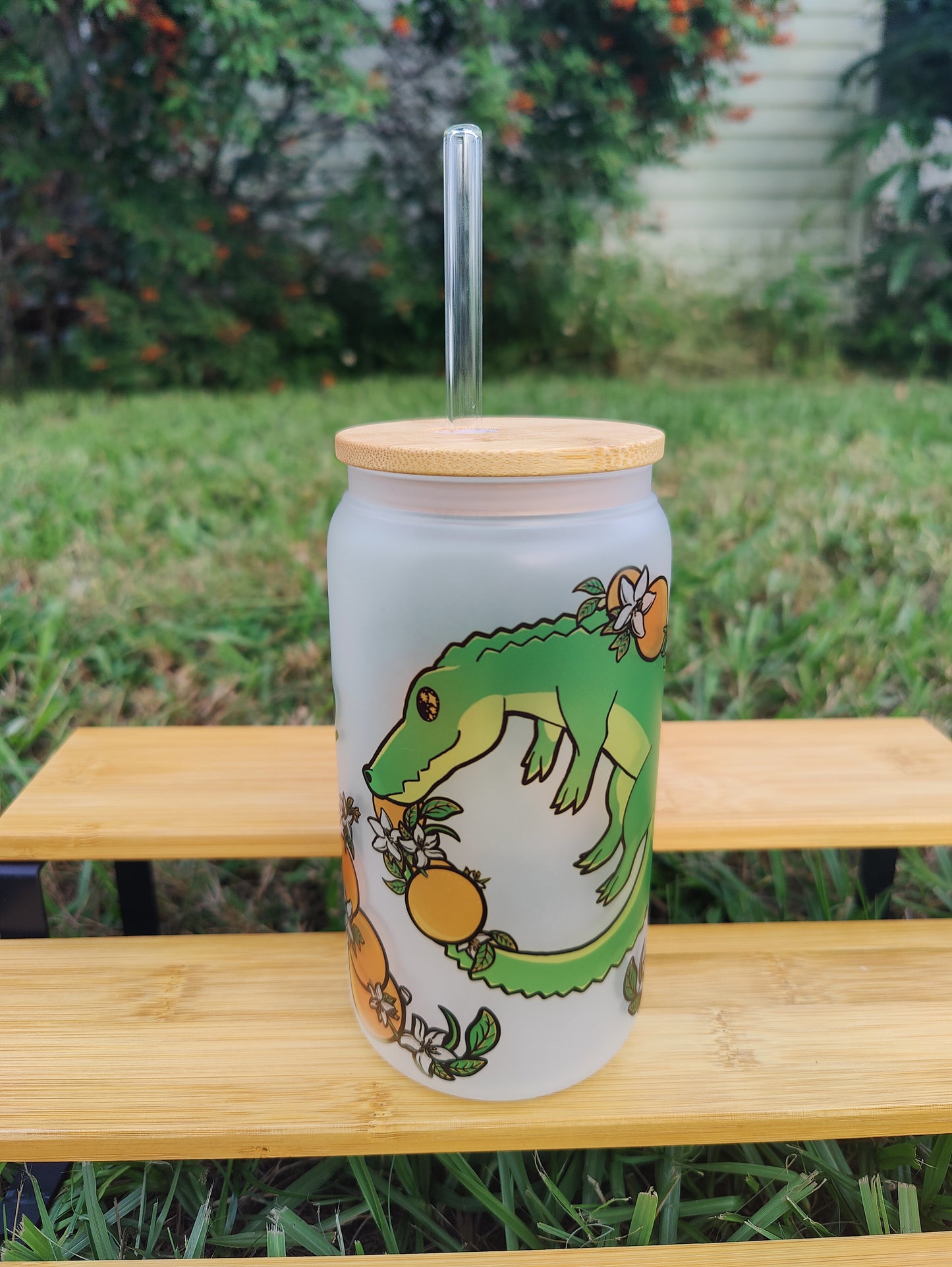 "Swamp Life" Alligator 16oz Glass Can
