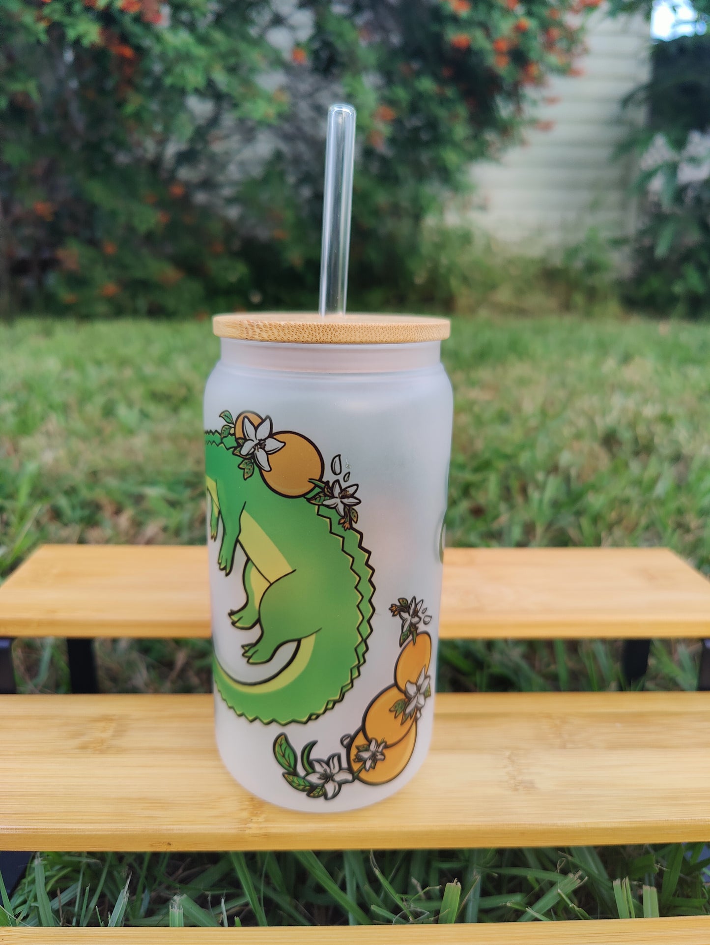 "Swamp Life" Alligator 16oz Glass Can