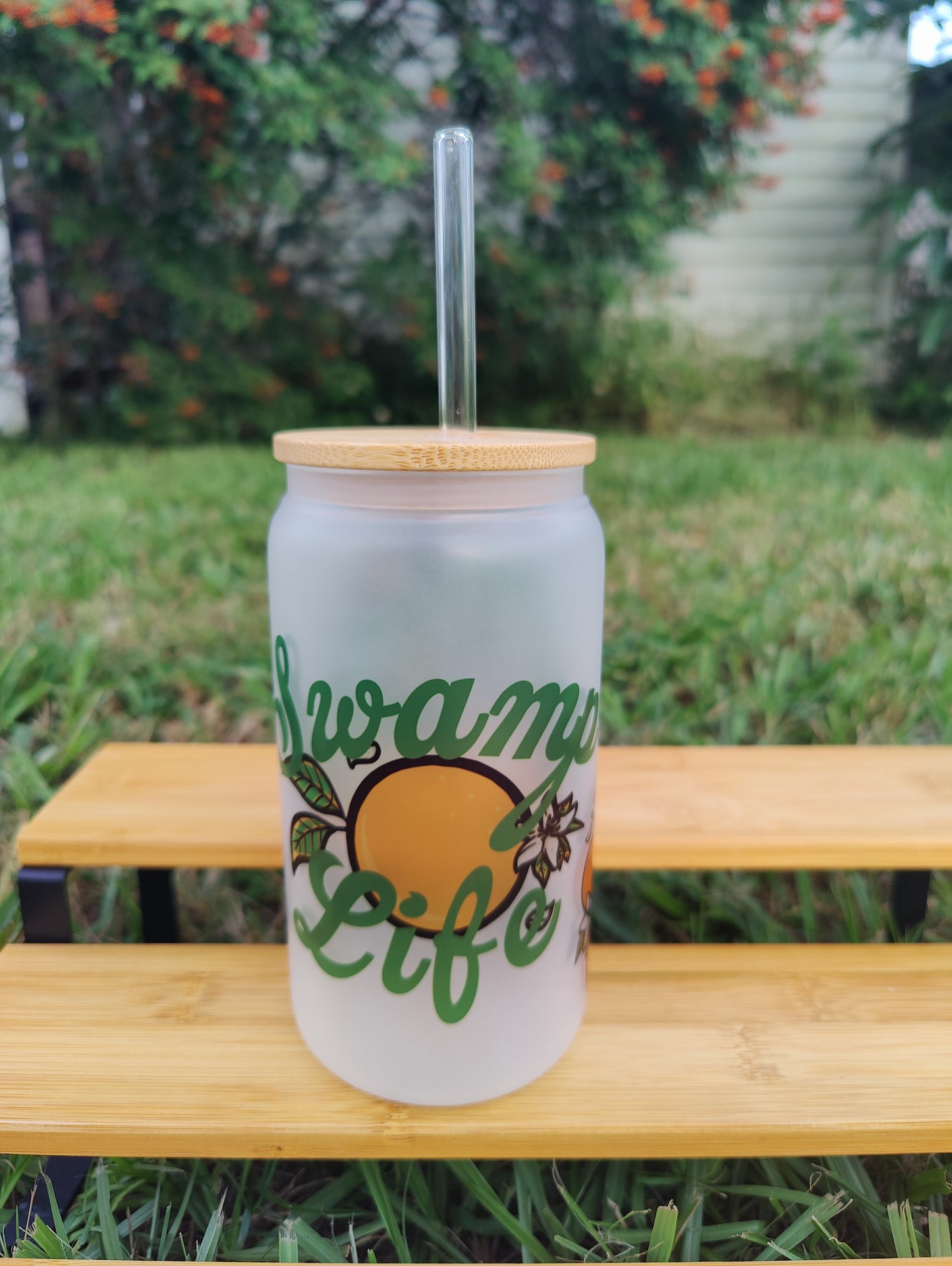 "Swamp Life" Alligator 16oz Glass Can