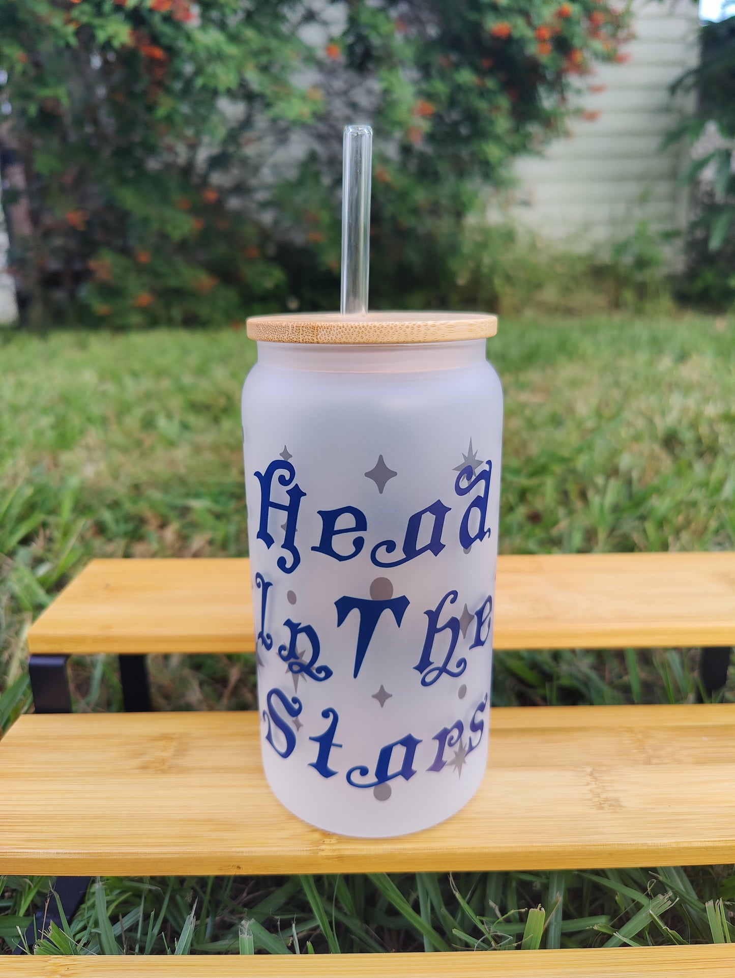 "Head in the Stars" Canine Skull 16oz Glass Can