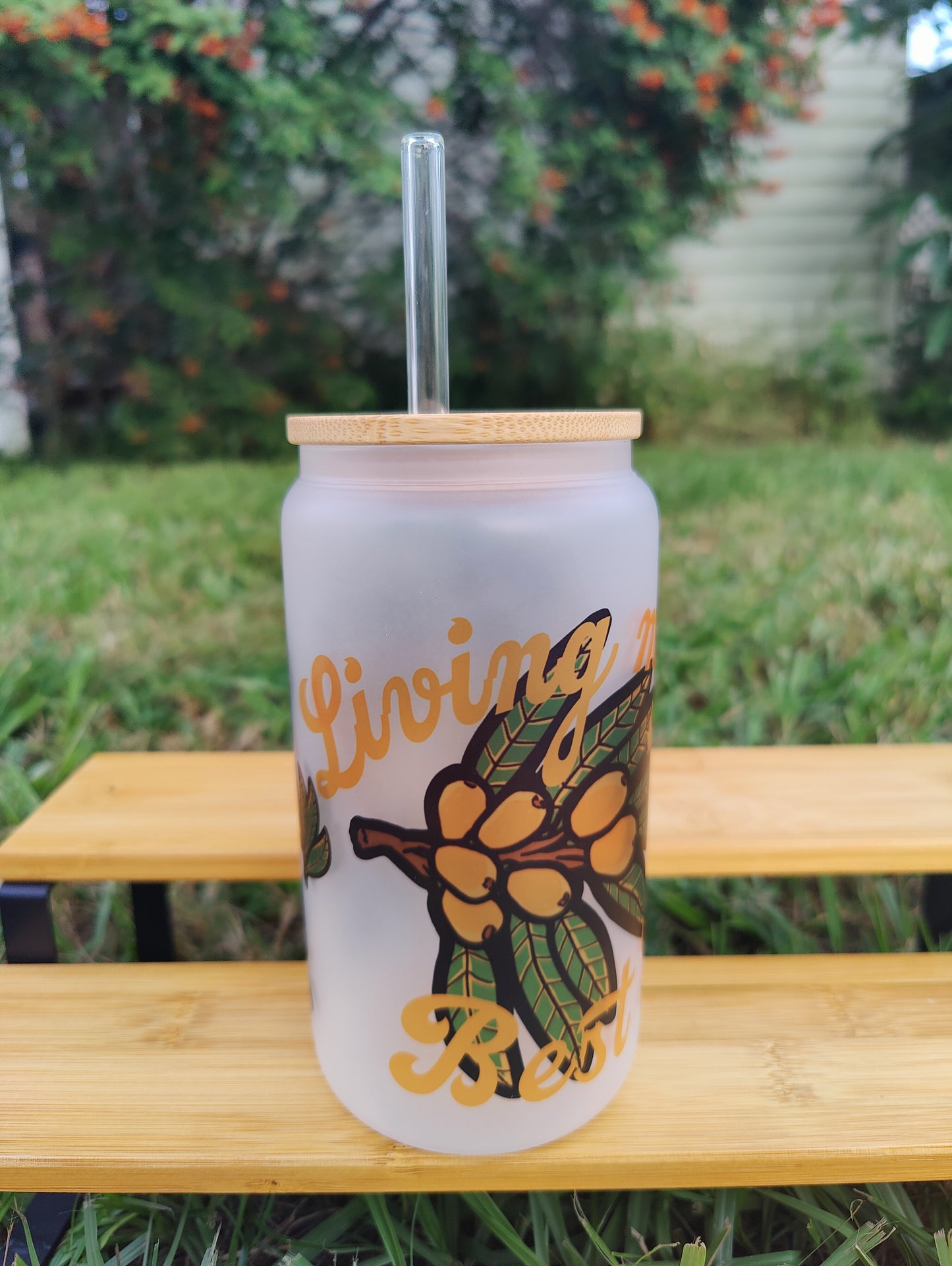 "Living My Best Life" Leopard Gecko 16oz Glass Can