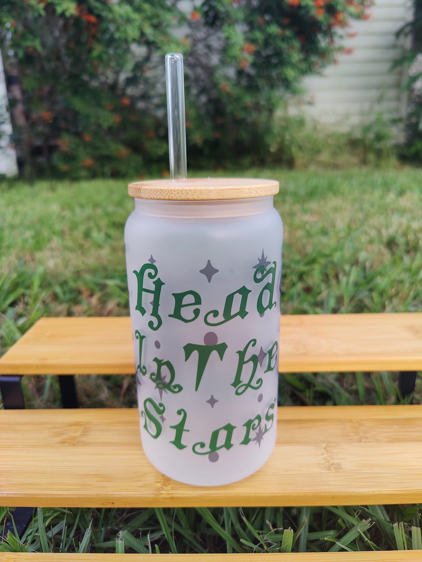 "Head in the Stars" Alligator Skull 16oz Glass Can