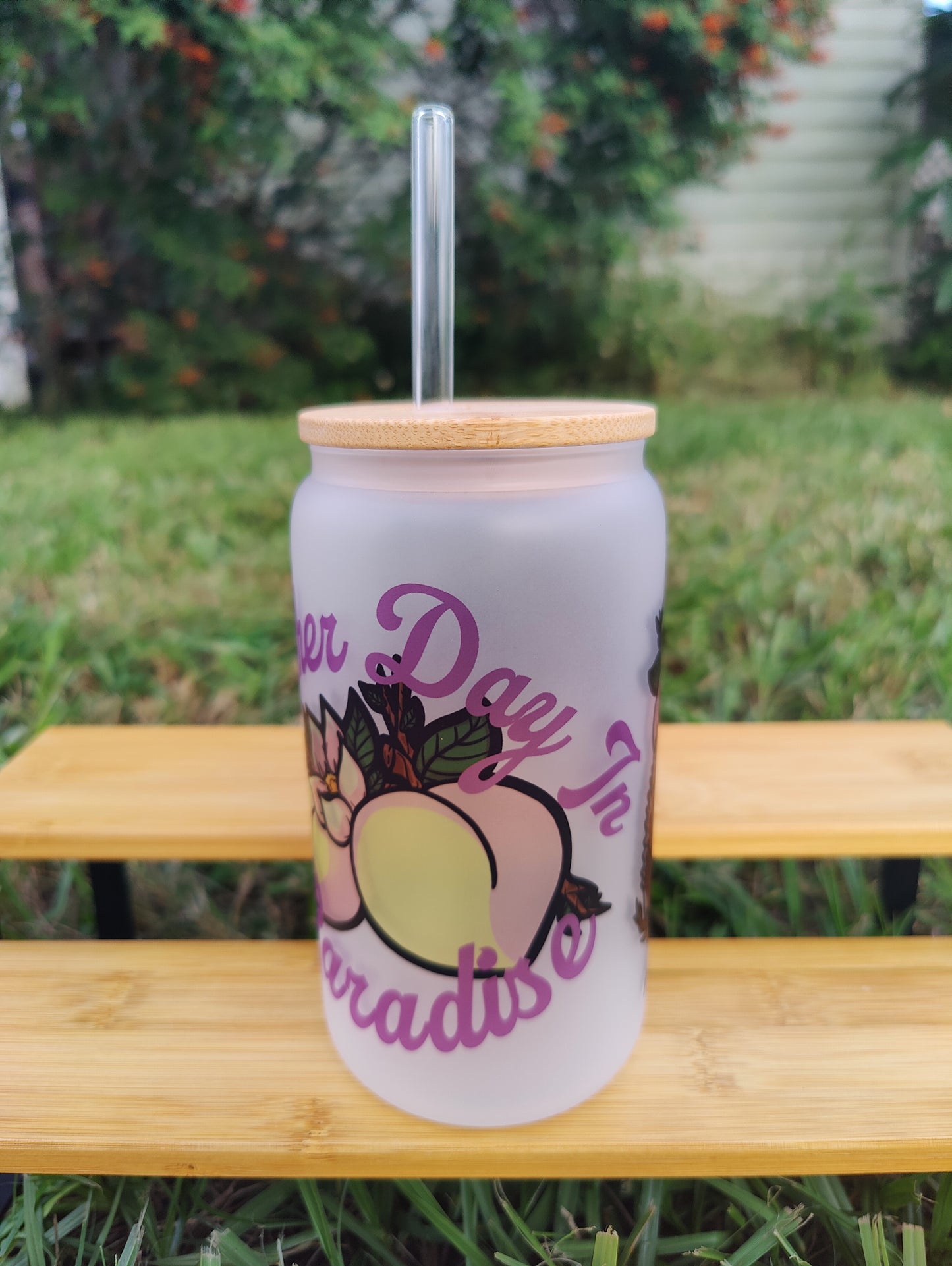 "Another Day In Paradise" Crested Gecko 16oz Glass Can