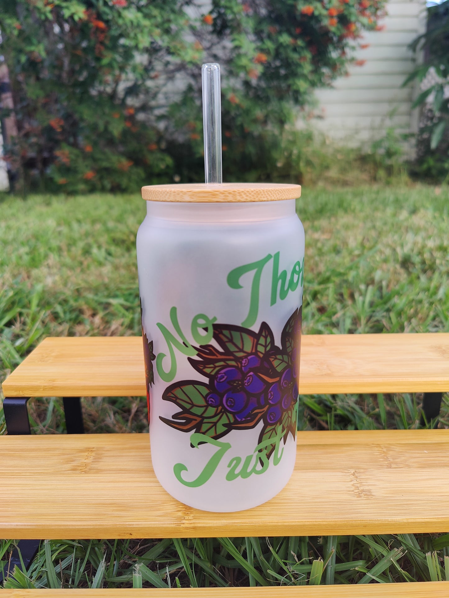 "No Thoughts, Just Vibes" Leopard Gecko 16oz Glass Can