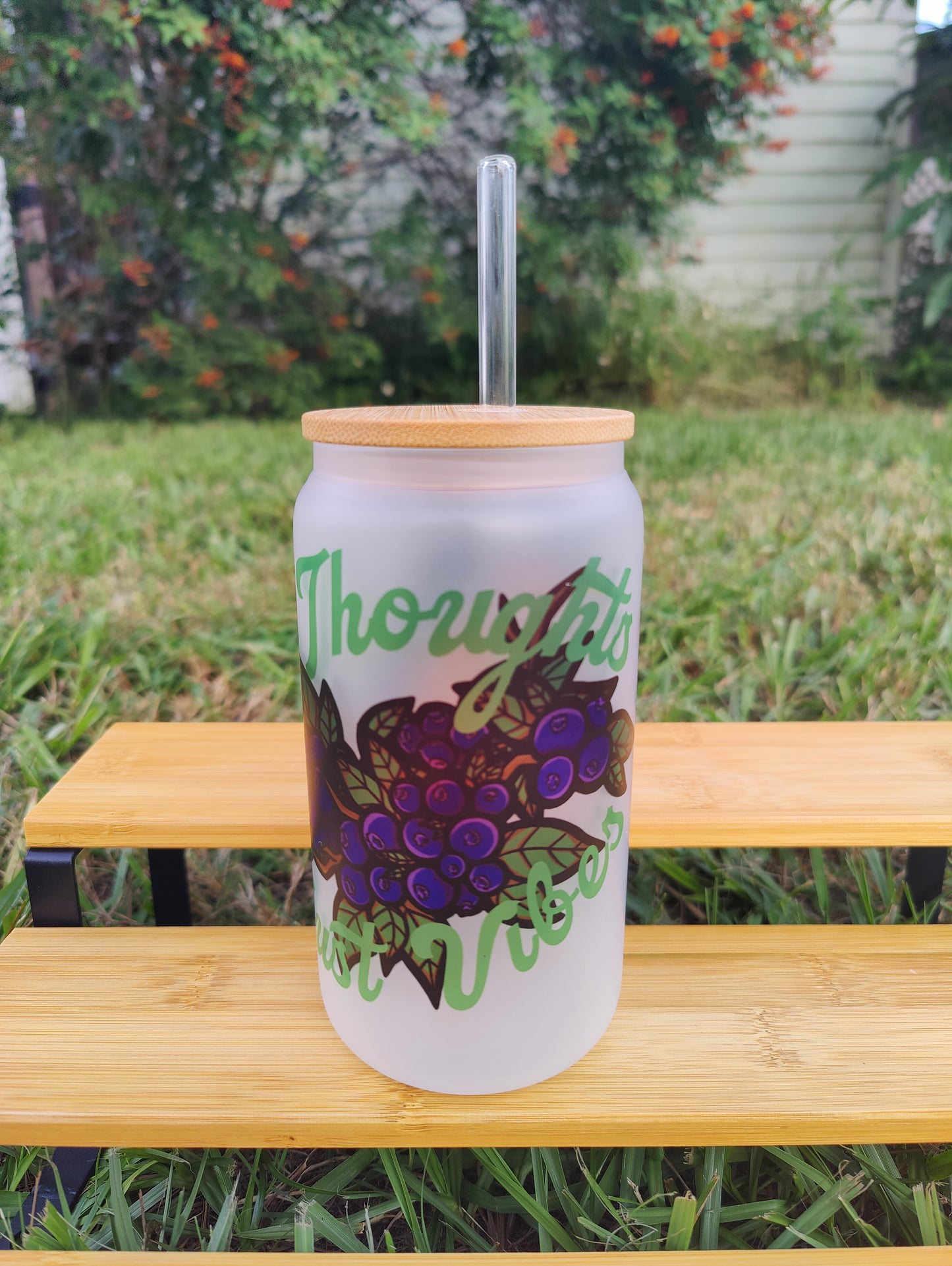 "No Thoughts, Just Vibes" Leopard Gecko 16oz Glass Can