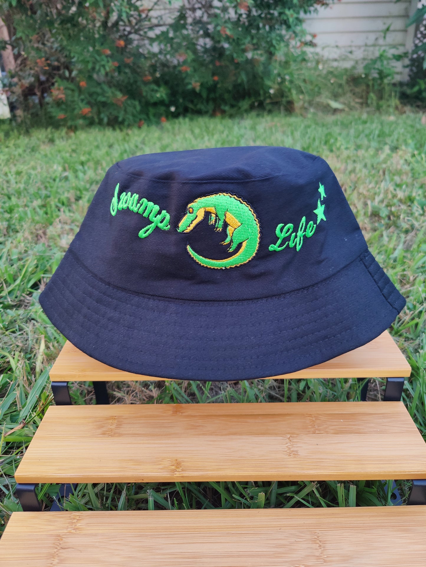"Swamp Life" Alligator Black Bucket Hat