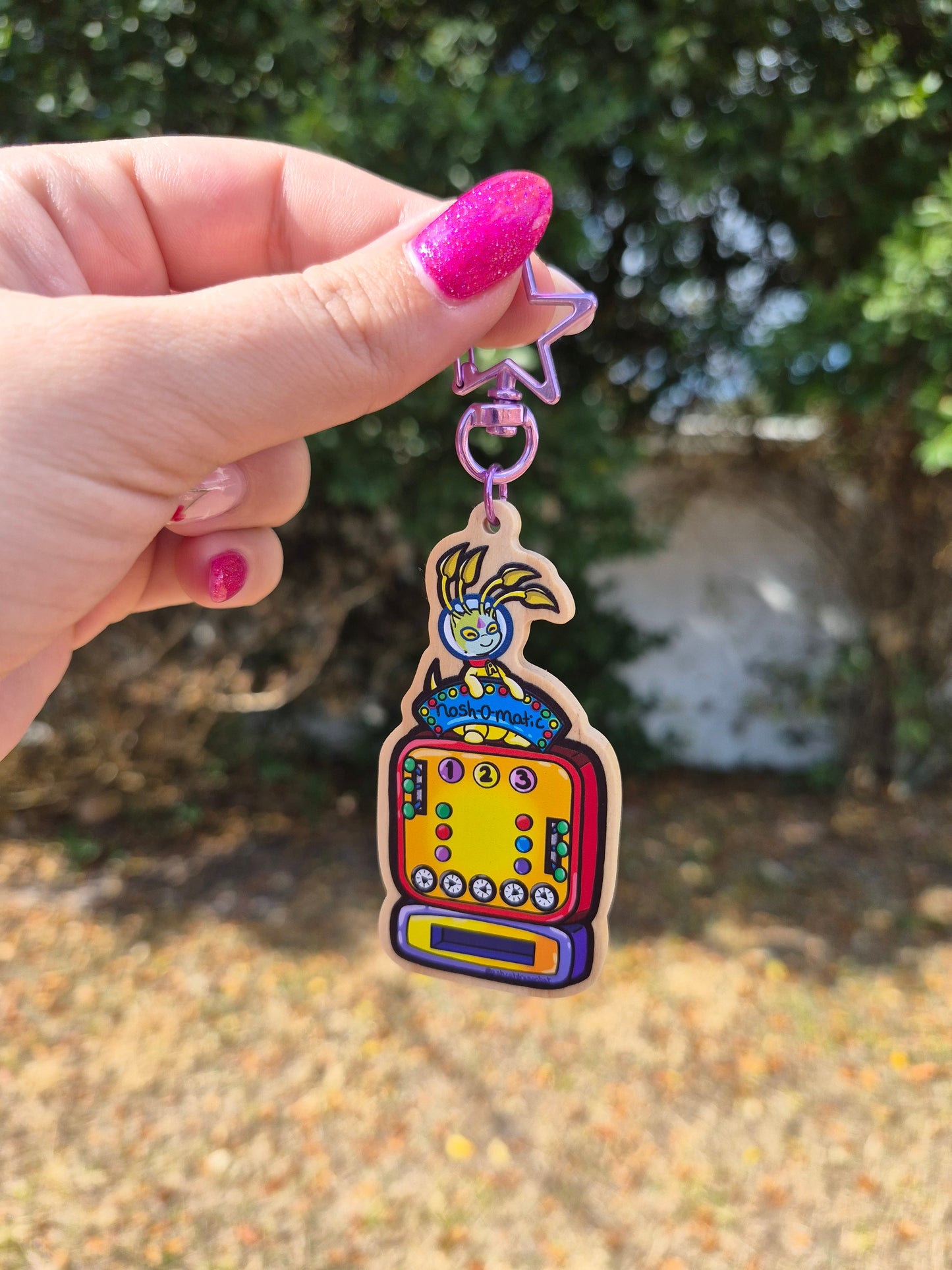 Alien Vending Machine Virtual Pet 3" Wooden Charm