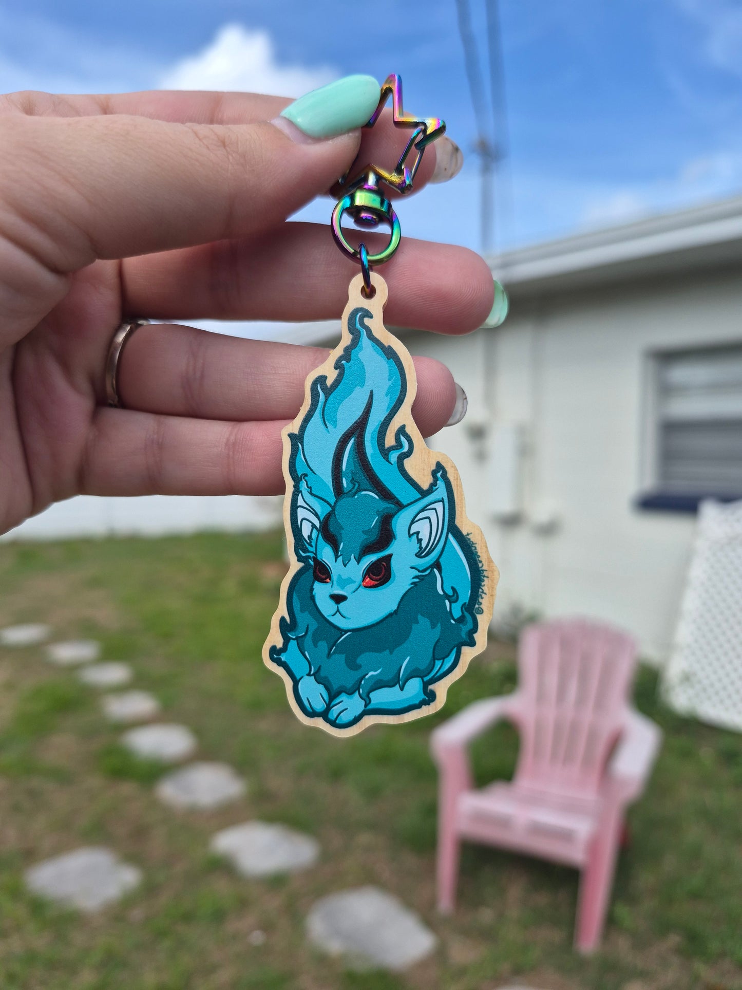 Ghost Xwee Virtual Pet 3" Wooden Charm