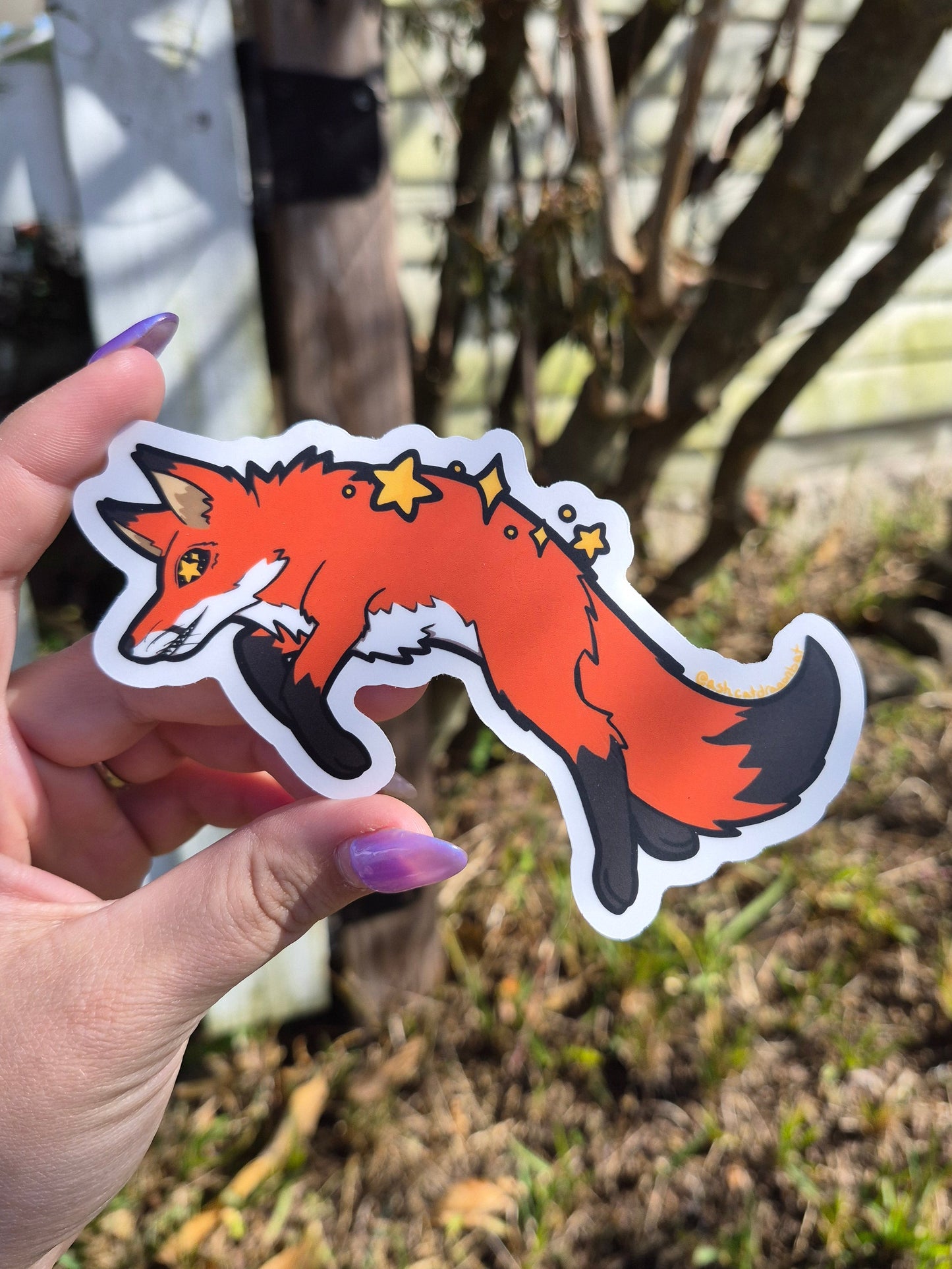 Jumping Red Fox 5" Clear Matte Sticker