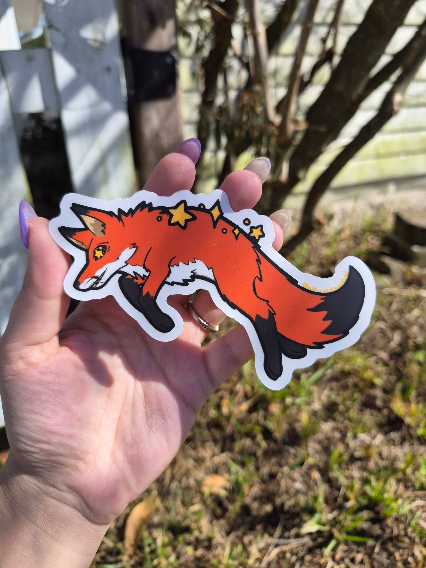 Jumping Red Fox 5" Clear Matte Sticker