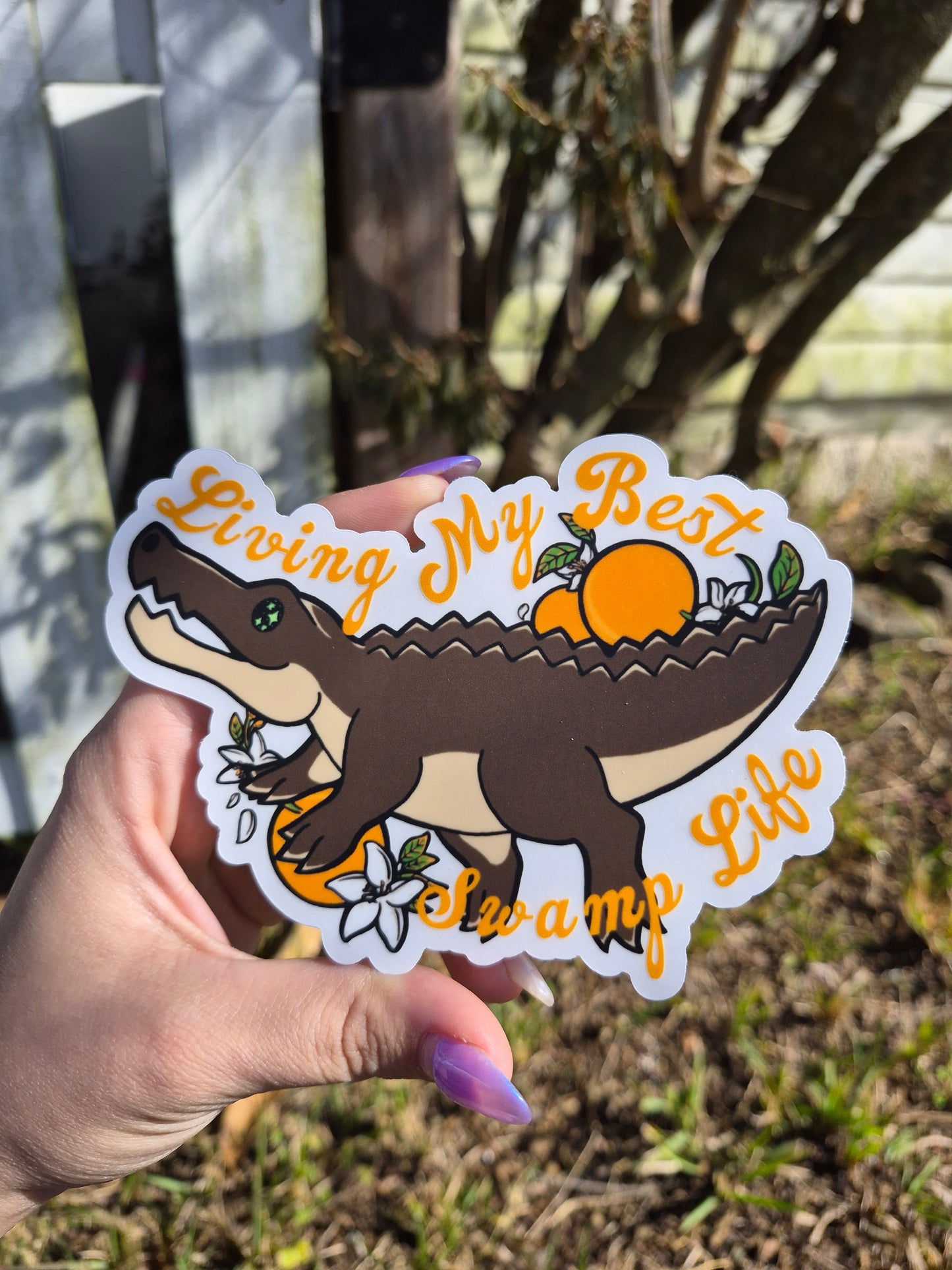 "Living My Best Swamp Life" Alligator 5" Clear Matte Sticker