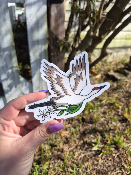 Sandhill Crane 4" Clear Matte Car Sticker