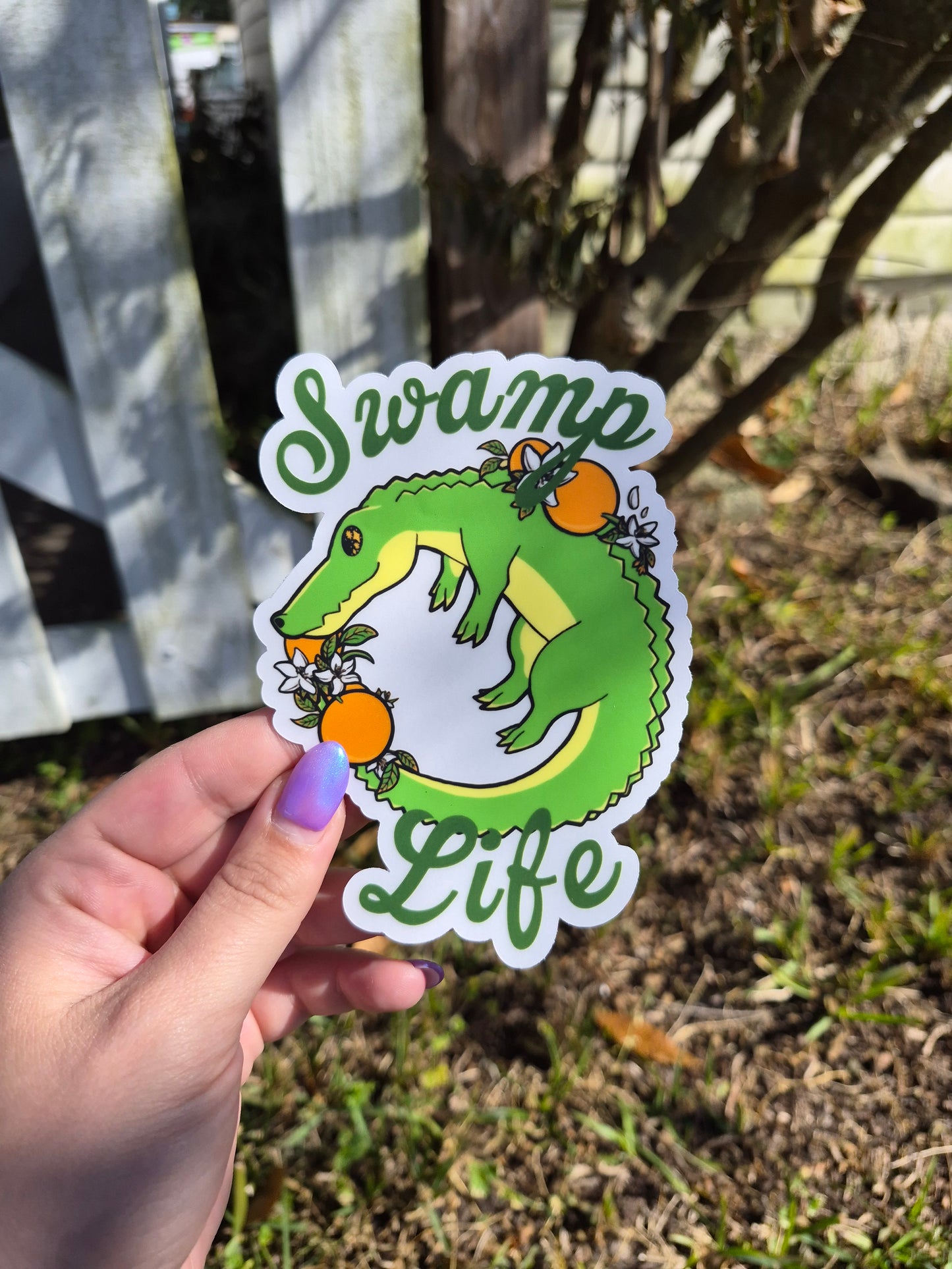 "Swamp Life" Alligator 5" Clear Matte Car Sticker