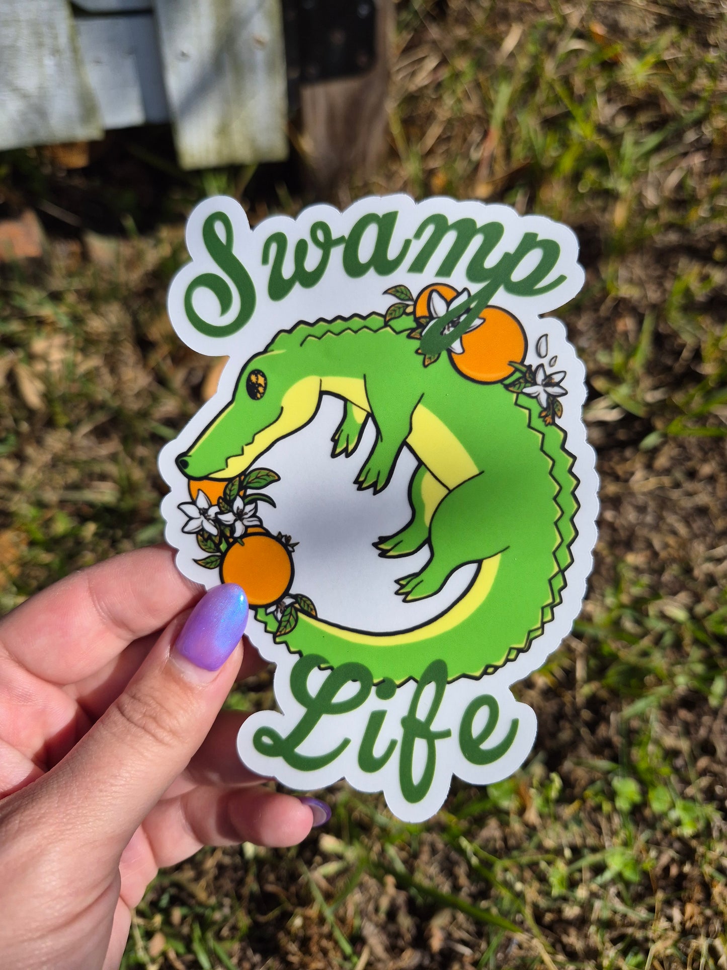 "Swamp Life" Alligator 5" Clear Matte Car Sticker