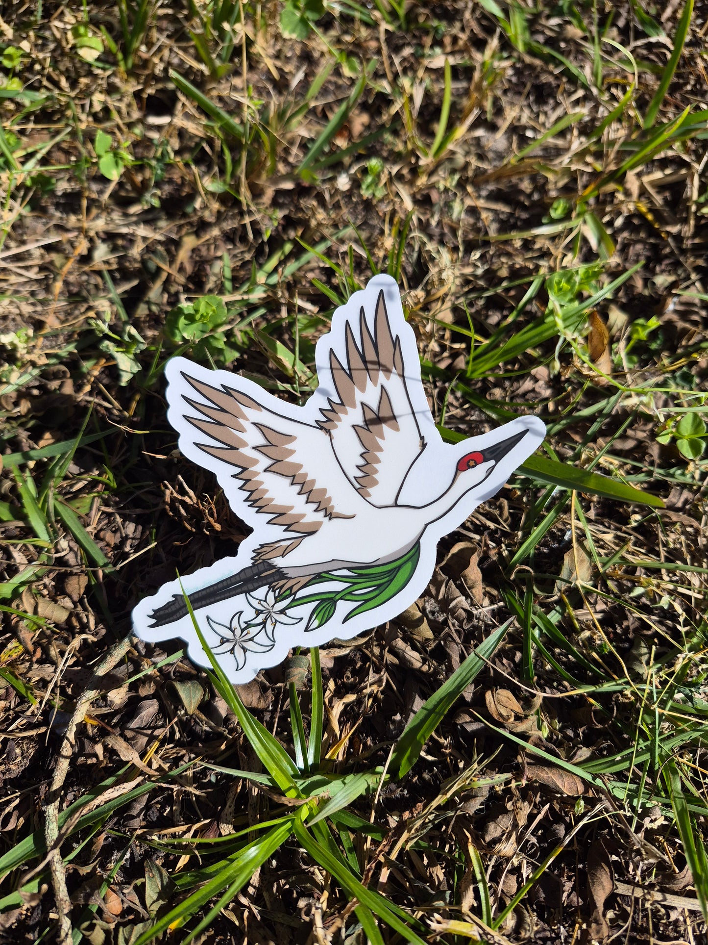 Sandhill Crane 4" Clear Matte Car Sticker