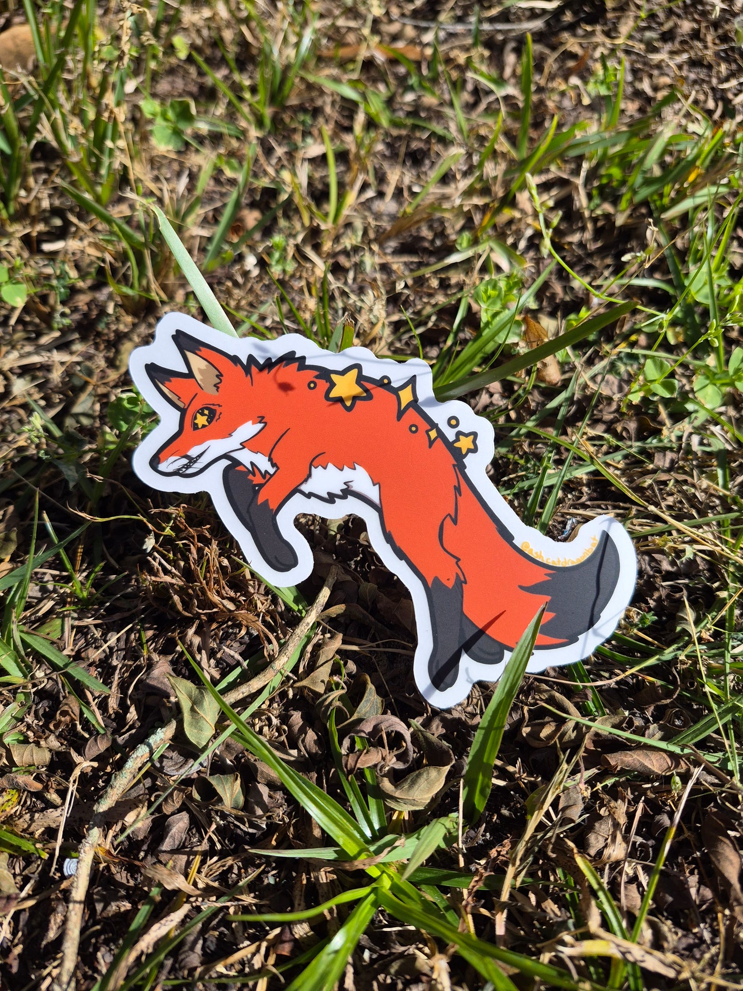 Jumping Red Fox 5" Clear Matte Sticker