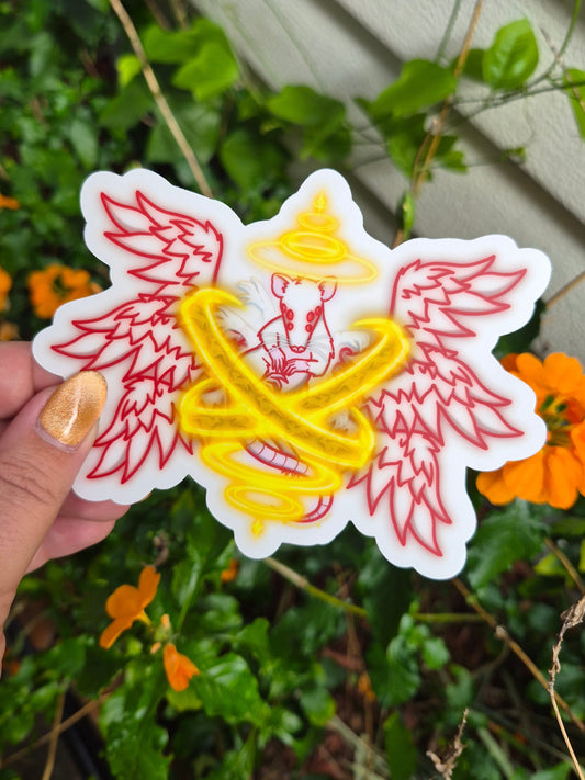 Biblically Rat-currate Angel 5" Clear Matte Sticker