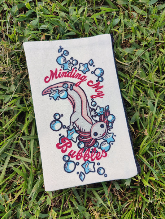 "Minding My Bubbles" Axolotl Zipper Pouch