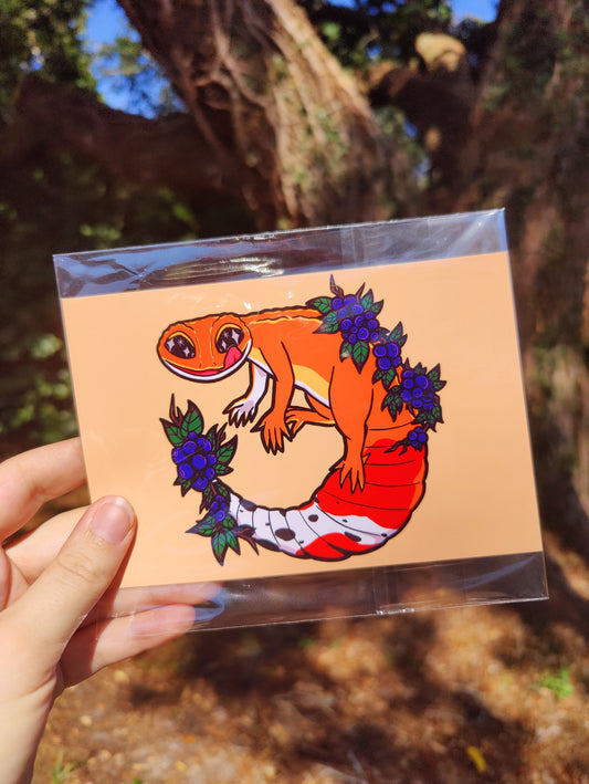 "Citrus" Leopard Gecko 4x6 Glossy Art Print