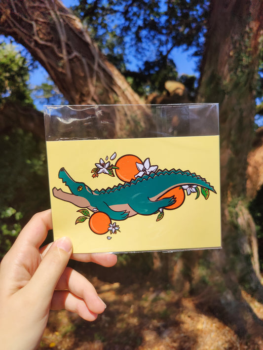 "Tangerine" Alligator 4x6 Glossy Art Print