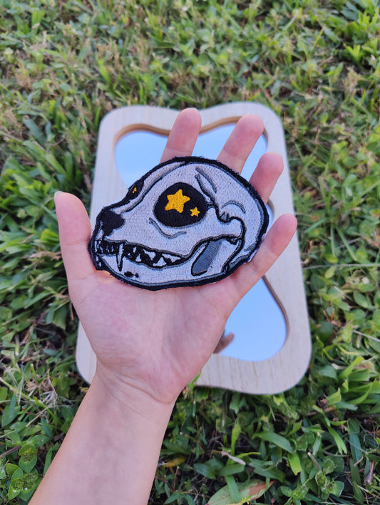 Feline Skull 4" Iron-on Patch