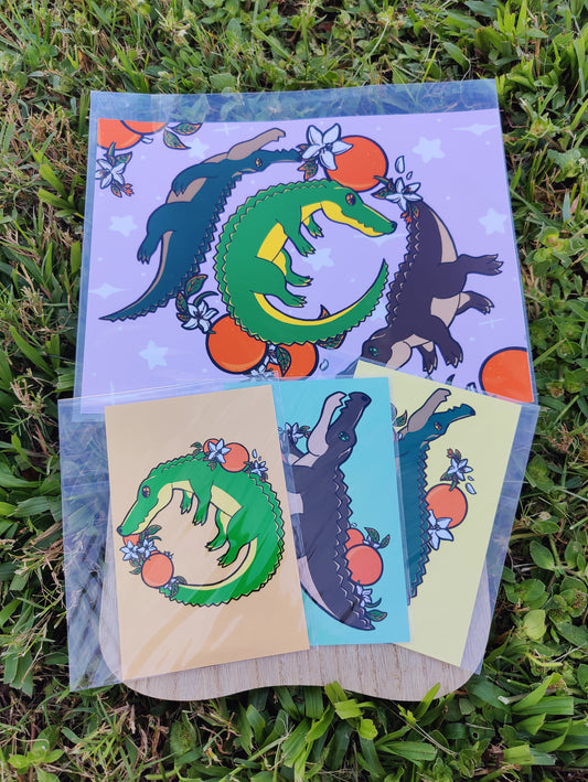 Alligator & Crocodile 4x6 & 8x10 Art Prints Bundle