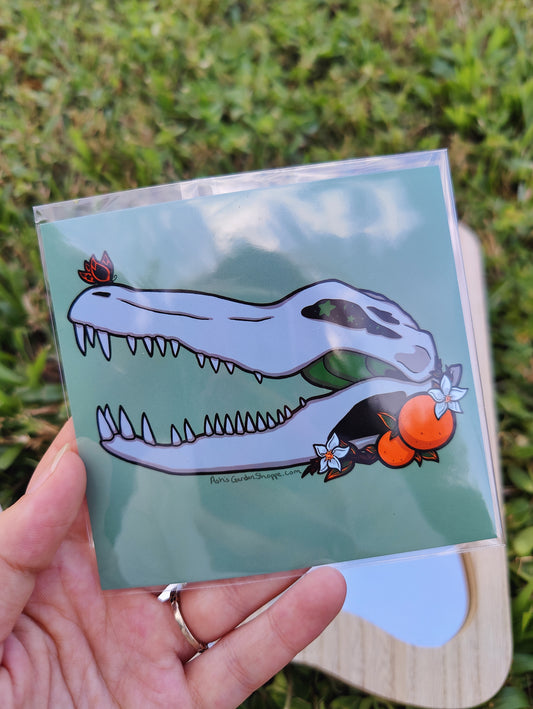 Starry-Eyed Alligator Skull 4x4 Glossy Art Print