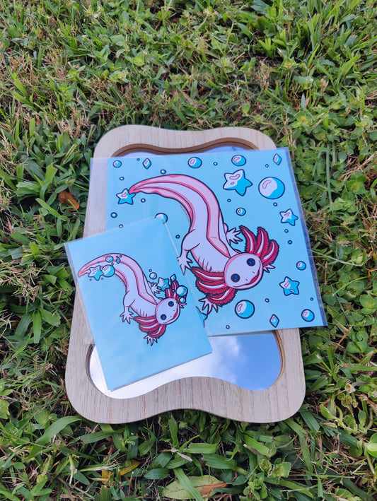 Axolotl Art Prints & Sticker Bundle