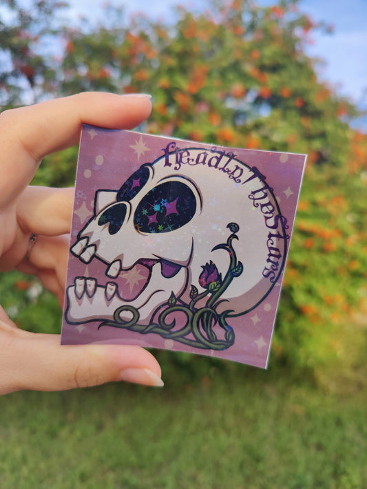 "Head in the Stars" Human Skull 3" Holographic Sticker