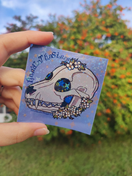 "Head in the Stars" Canine Skull 3" Holographic Sticker