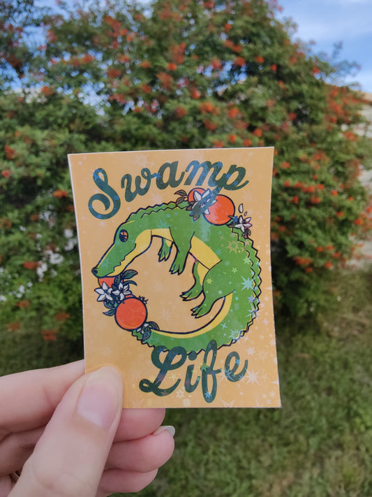 "Swamp Life" Alligator 3" Holographic Sticker