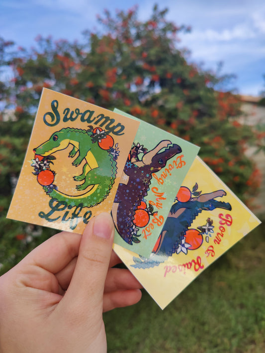 Alligator & Crocodile 3" Holographic Sticker Bundle