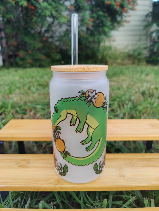 "Swamp Life" Alligator 16oz Glass Can