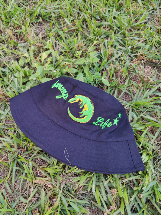 "Swamp Life" Alligator Black Bucket Hat