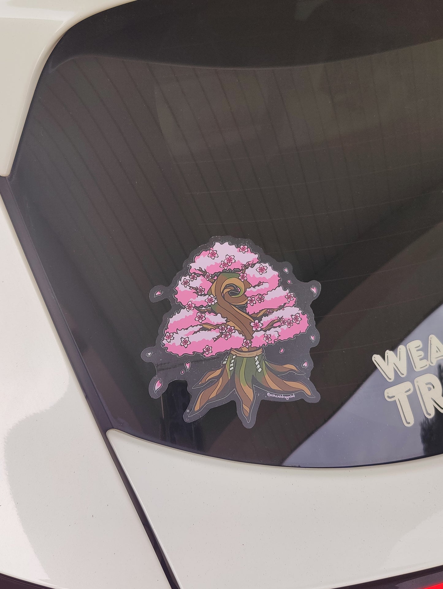 Cherry Blossom Sapling 5" Clear Matte Car Sticker