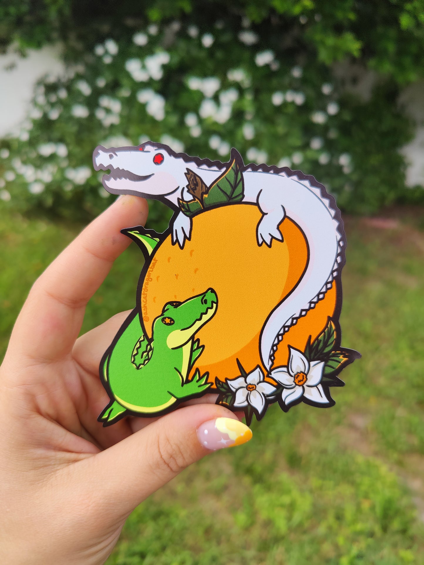 Baby Alligators and Orange 4" Car Magnet