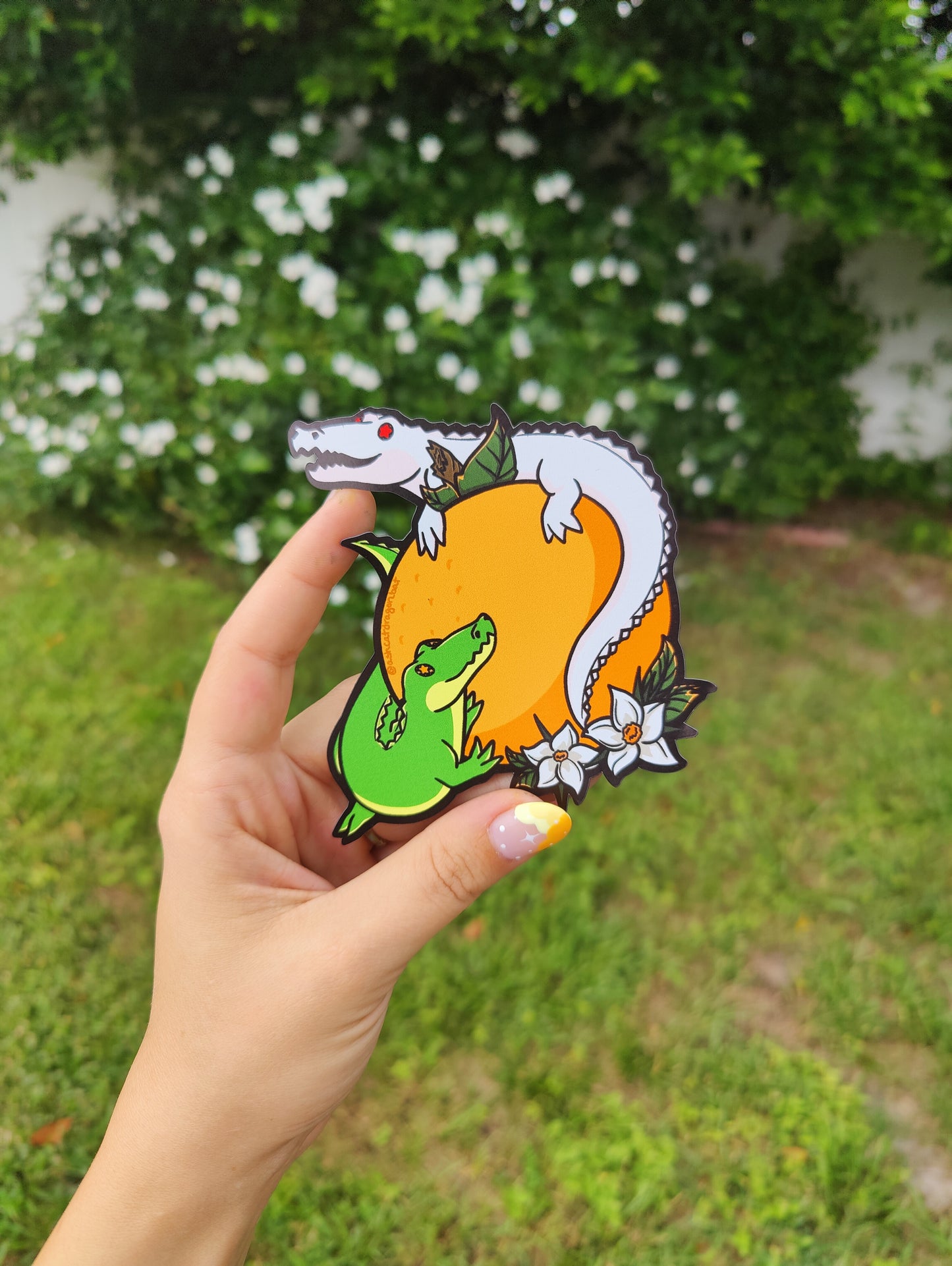 Baby Alligators and Orange 4" Car Magnet