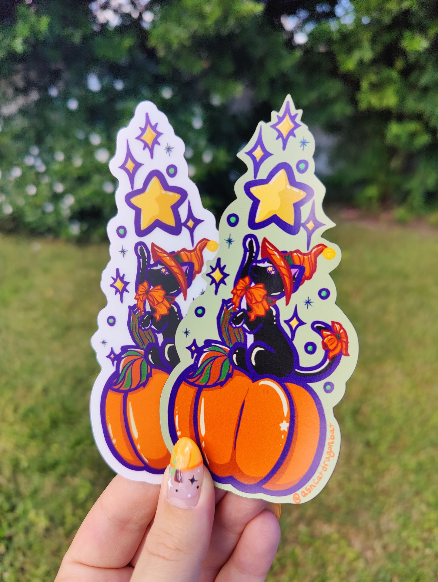 Pumpkin Witch Cat 5" Car Magnet