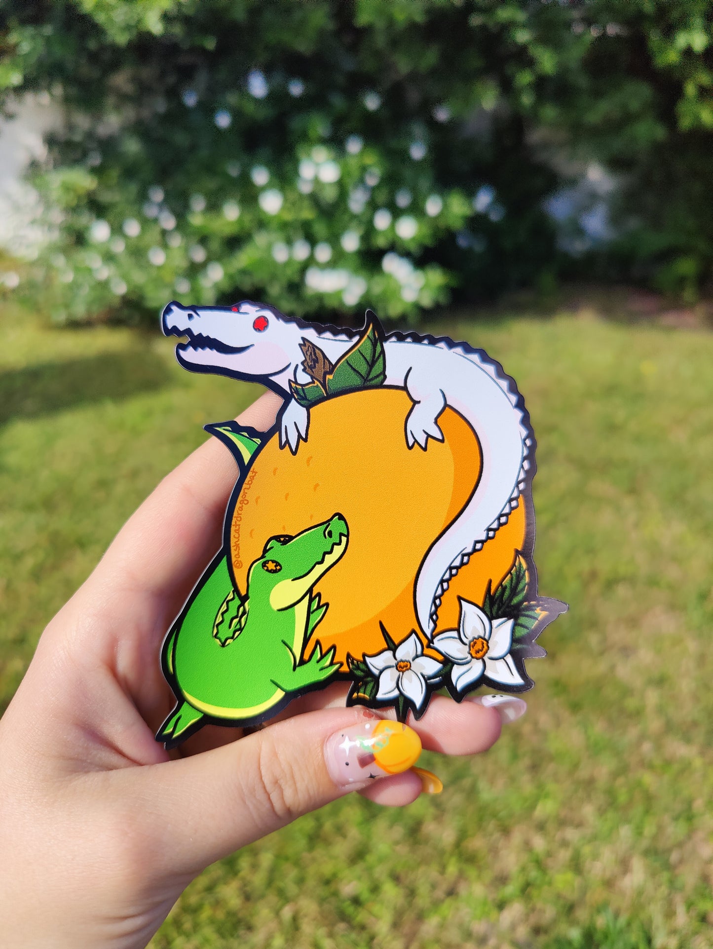 Baby Alligators and Orange 4" Car Magnet