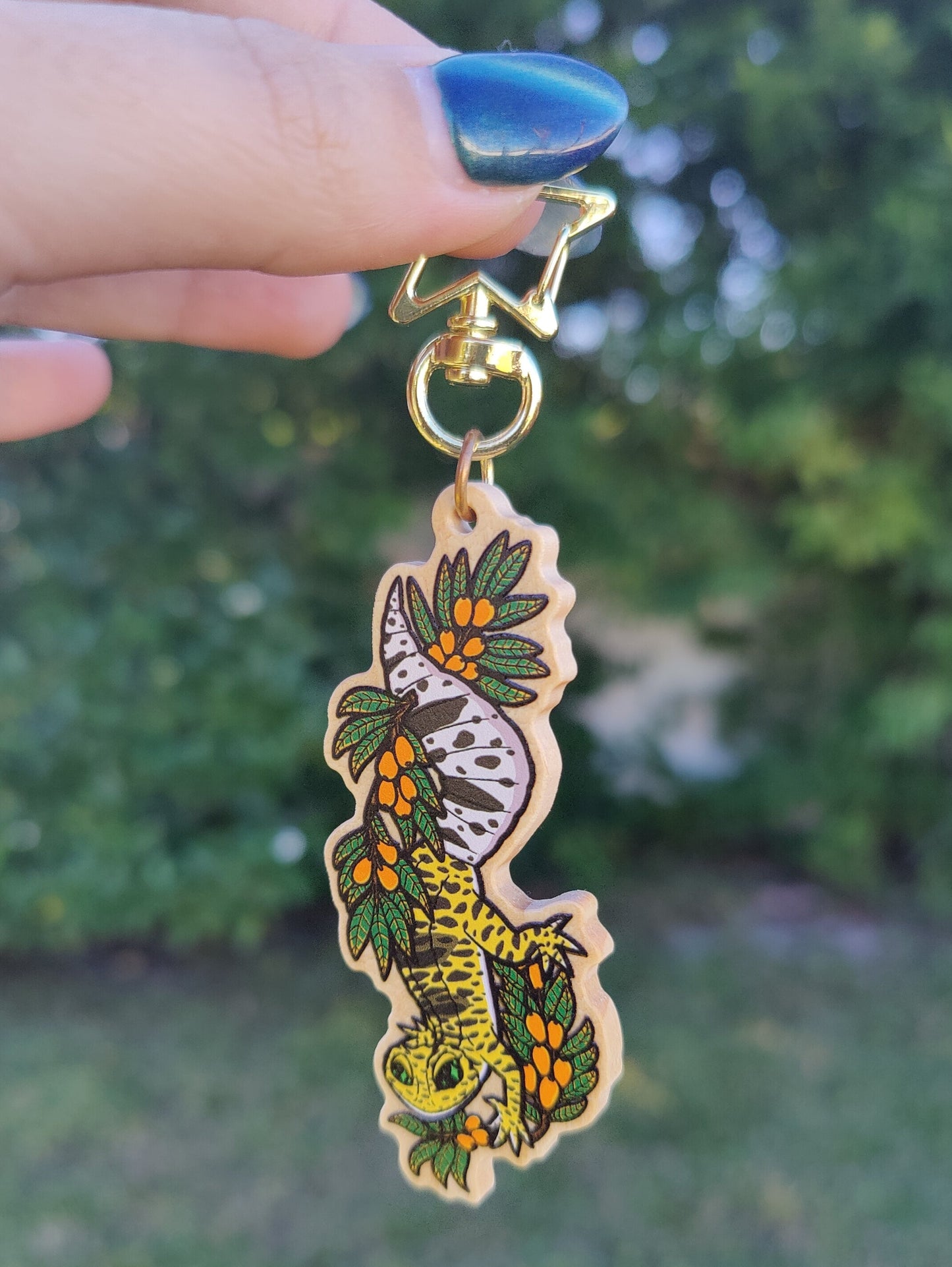 Leopard Gecko 3" Wooden Charm