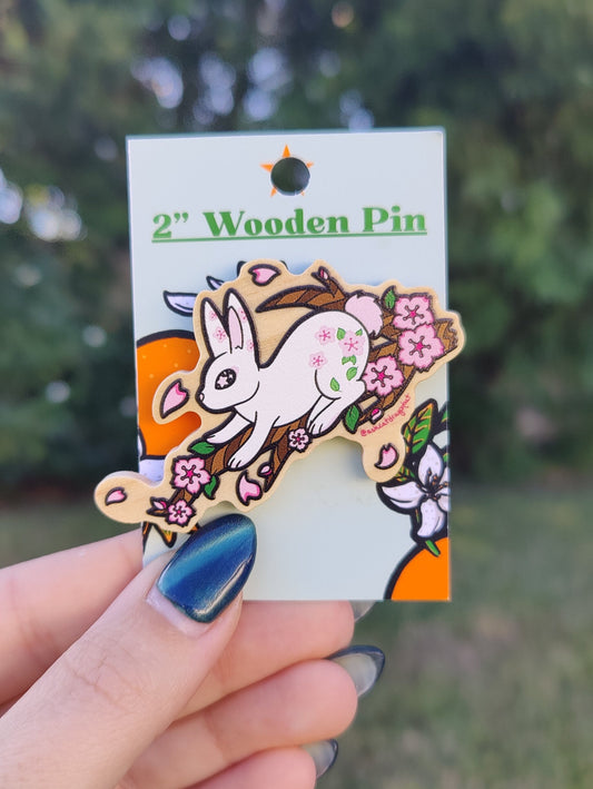 Sakura Rabbit 2" Wooden Pin