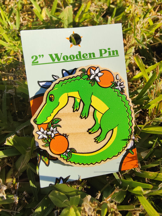 Ouroboros Alligator 2" Wooden Pin
