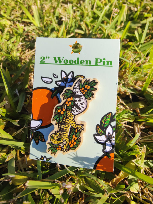 Leopard Gecko 2" Wooden Pin